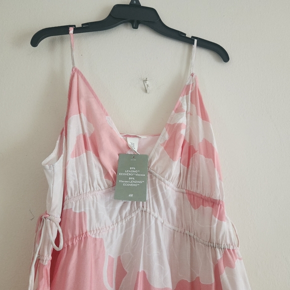 H&M Drawstrings Maxi Dress Floral Light Pink XXL, XL BNWT - Picture 15 of 15